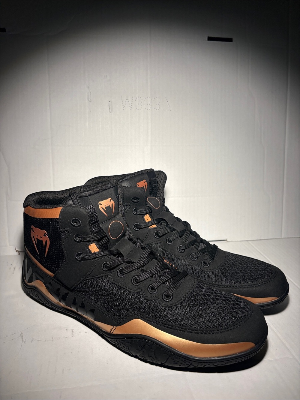 Venum Men's High-Top Athletic Shoes in Black & Copper Accent Size 13.5